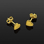 Gold Vermeil 5mm Flat Heart Scroll Back Earstuds 1 Pair