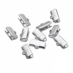 Silver Plated Flat Crimp End Ribbon Clamps 13x7mm PK10