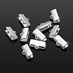 Silver Plated Flat Crimp End Ribbon Clamps 13x7mm PK10