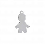 Sterling Silver 925 Blank Tag Boy Charm With Loop 16mm