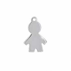 Sterling Silver 925 Blank Tag Boy Charm With Loop 16mm