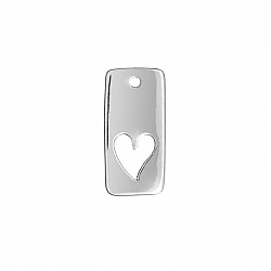Sterling Silver Cut-Out Heart Vertical Bar Charm 15x7mm