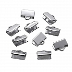 Silver Plated Flat Crimp End Ribbon Clamps 10x5.5mm Pack of 10