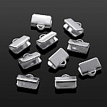 Silver Plated Flat Crimp End Ribbon Clamps 10x5.5mm Pack of 10