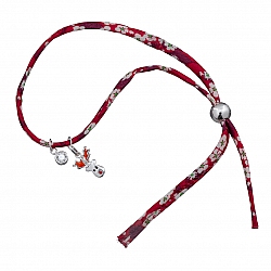 Christmas Bracelet Sterling Silver Reindeer Liberty Ribbon Red