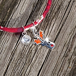 Christmas Bracelet Sterling Silver Reindeer Liberty Ribbon Red