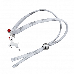 Christmas Bracelet STS Leaping Reindeer Liberty Ribbon White