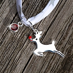 Christmas Bracelet STS Leaping Reindeer Liberty Ribbon White
