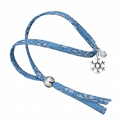 Sterling Silver Crystal Snowflake Blue Liberty Ribbon Bracelet
