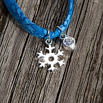 Sterling Silver Crystal Snowflake Blue Liberty Ribbon Bracelet Sterling Silver Crystal Snowflake Blue Liberty Ribbon Bracelet