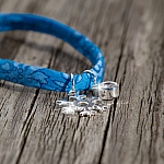 Sterling Silver Crystal Snowflake Blue Liberty Ribbon Bracelet Sterling Silver Crystal Snowflake Blue Liberty Ribbon Bracelet