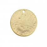 Letter 'V' Disc Charm Pendant 15mm Matte Gold Plated PK1