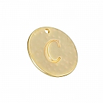 Letter 'C' Disc Charm Pendant 15mm Matte Gold Plated PK1