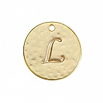Letter 'L' Disc Charm Pendant 15mm Matte Gold Plated PK1
