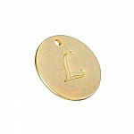 Letter 'L' Disc Charm Pendant 15mm Matte Gold Plated PK1