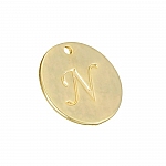 Letter 'N' Disc Charm Pendant 15mm Matte Gold Plated PK1