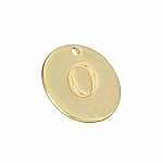 Letter 'O' Disc Charm Pendant 15mm Matte Gold Plated PK1