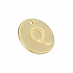 Letter 'Q' Disc Charm Pendant 15mm Matte Gold Plated PK1
