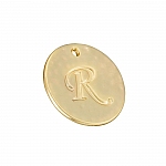 Letter 'R' Disc Charm Pendant 15mm Matte Gold Plated PK1