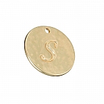Letter 'S' Disc Charm Pendant 15mm Matte Gold Plated PK1
