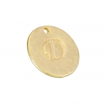 Letter 'D' Disc Charm Pendant 15mm Matte Gold Plated PK1