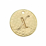 Letter 'X' Disc Charm Pendant 15mm Matte Gold Plated PK1