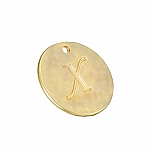 Letter 'X' Disc Charm Pendant 15mm Matte Gold Plated PK1