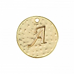 Letter 'A' Disc Charm Pendant 15mm Matte Gold Plated PK1