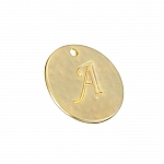 Letter 'A' Disc Charm Pendant 15mm Matte Gold Plated PK1
