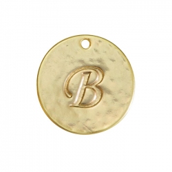 Letter 'B' Disc Charm Pendant 15mm Matte Gold Plated PK1