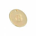 Letter 'B' Disc Charm Pendant 15mm Matte Gold Plated PK1
