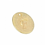 Letter 'F' Disc Charm Pendant 15mm Matte Gold Plated PK1