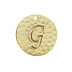 Letter 'G' Disc Charm Pendant 15mm Matte Gold Plated PK1