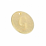 Letter 'G' Disc Charm Pendant 15mm Matte Gold Plated PK1