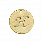 Letter 'H' Disc Charm Pendant 15mm Matte Gold Plated PK1