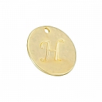 Letter 'H' Disc Charm Pendant 15mm Matte Gold Plated PK1