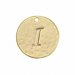 Letter 'I' Disc Charm Pendant 15mm Matte Gold Plated PK1