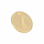 Letter 'I' Disc Charm Pendant 15mm Matte Gold Plated PK1