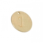 Letter 'J' Disc Charm Pendant 15mm Matte Gold Plated PK1