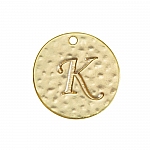 Letter 'K' Disc Charm Pendant 15mm Matte Gold Plated PK1