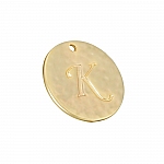 Letter 'K' Disc Charm Pendant 15mm Matte Gold Plated PK1