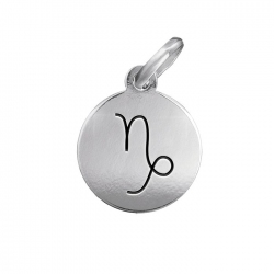 Capricorn Zodiac Star Sign Disc Charm Sterling Silver 12mm