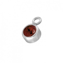 January Birthstone Charm Garnet CZ Crystal 5mm STS 925