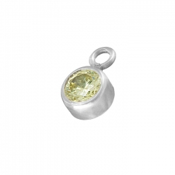 November Birthstone Charm Topaz CZ Crystal 5mm STS 925