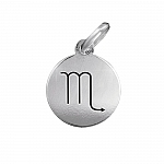 Scorpio Zodiac Star Sign Disc Charm Sterling Silver 12mm