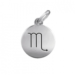 Scorpio Zodiac Star Sign Disc Charm Sterling Silver 12mm