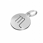 Scorpio Zodiac Star Sign Disc Charm Sterling Silver 12mm