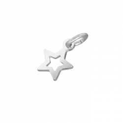 Sterling Silver 925 Small Open Star Charm Pendant 8x6mm