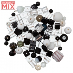 Glass Acrylic Metal Bead Mix Black Greys And White 100g