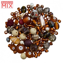 Glass Acrylic Metal Beads Mix Browns And Creams 100g